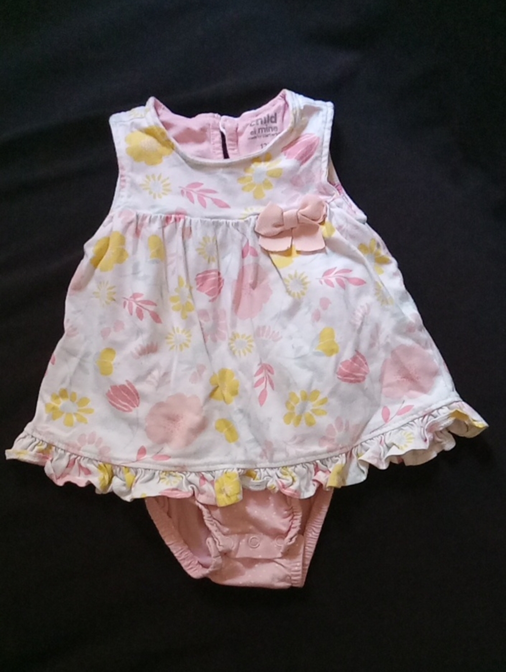 Carter's Pink and Yellow Floral Dress Bodysuit with Bow